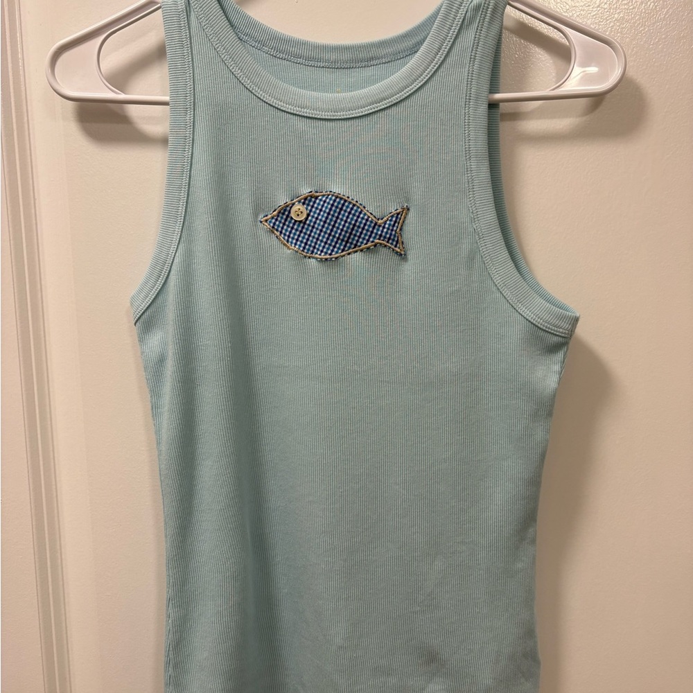 a new day Light Blue Tank Top with Fish Design